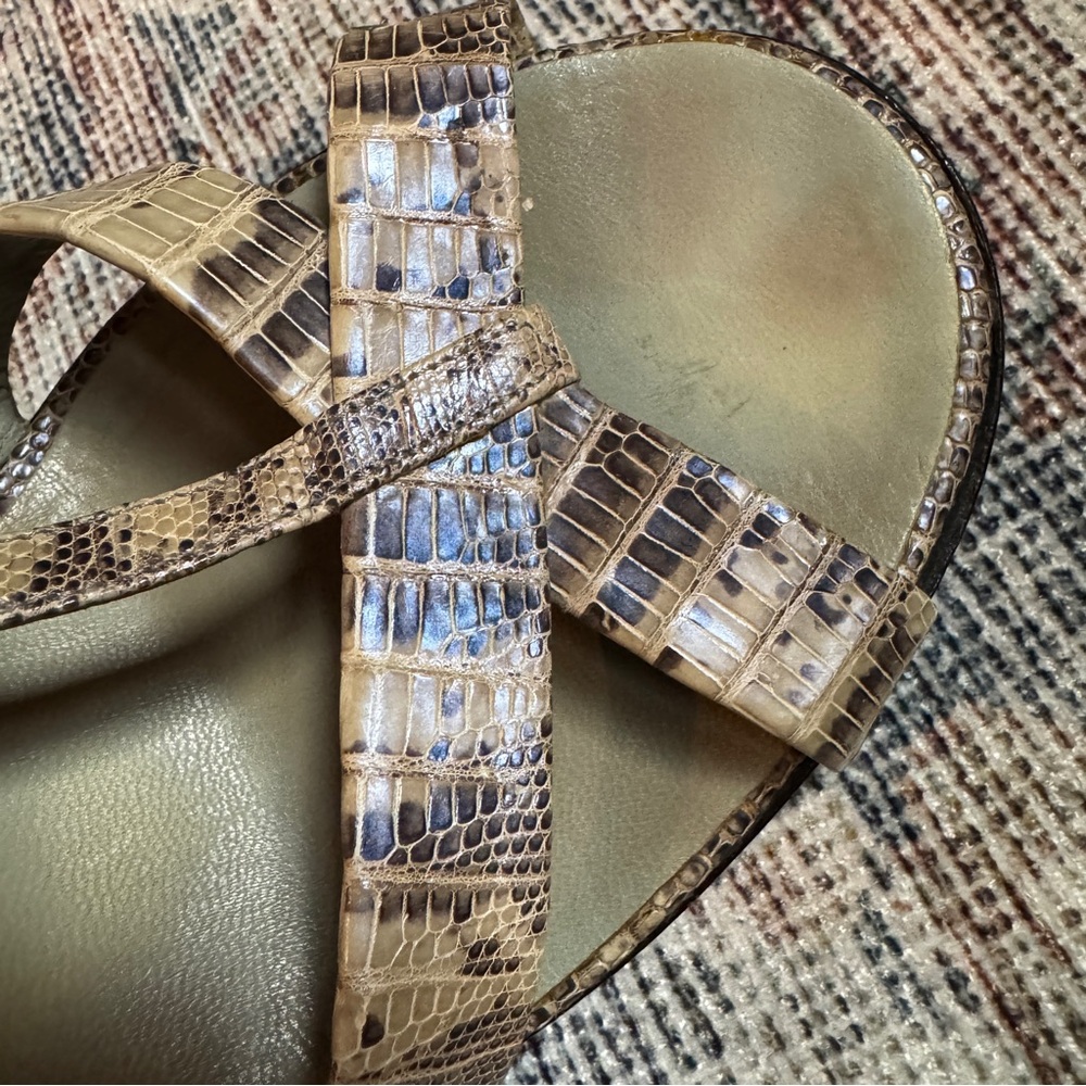 Gucci Women's Vintage Python Leather Strappy Sandals Wood Block Heels 7.5 - Picture 11 of 11